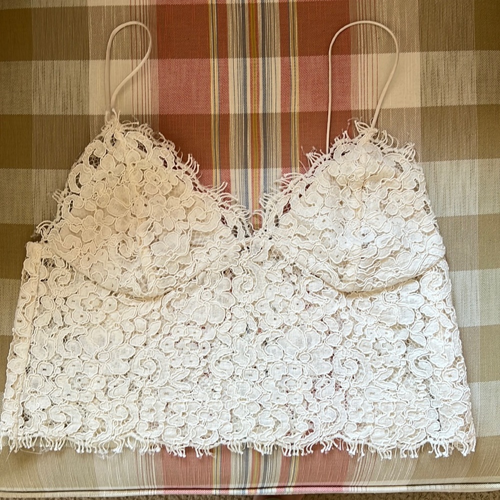 Zara White Lace Cropped Camisole